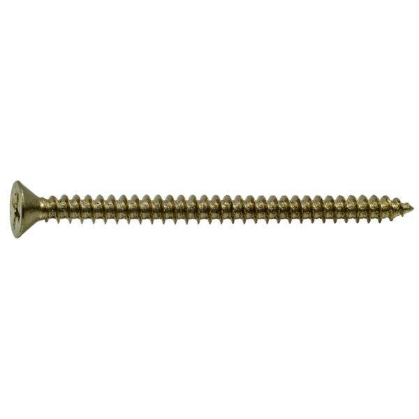 Midwest Fastener Wood Screw, #9, 2-1/2 in, Plain Brass Flat Head Phillips Drive, 10 PK 69877